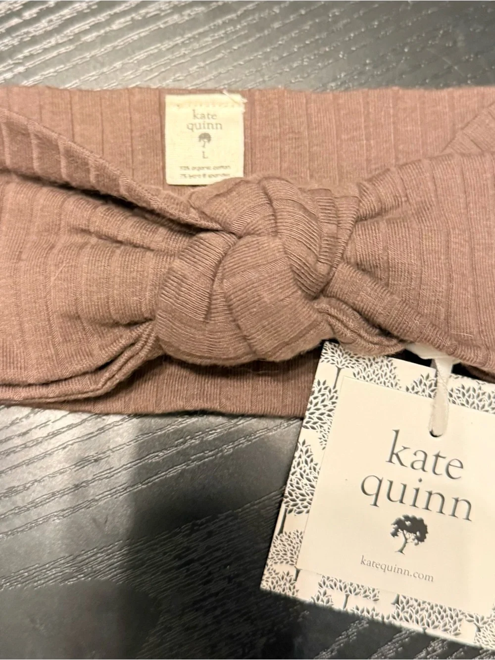 kate quinn Ribbed Knot Headband in Mauve Brown